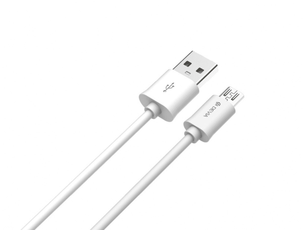 Devia – 2m (2.1A) USB to MicroUSB Cable – White