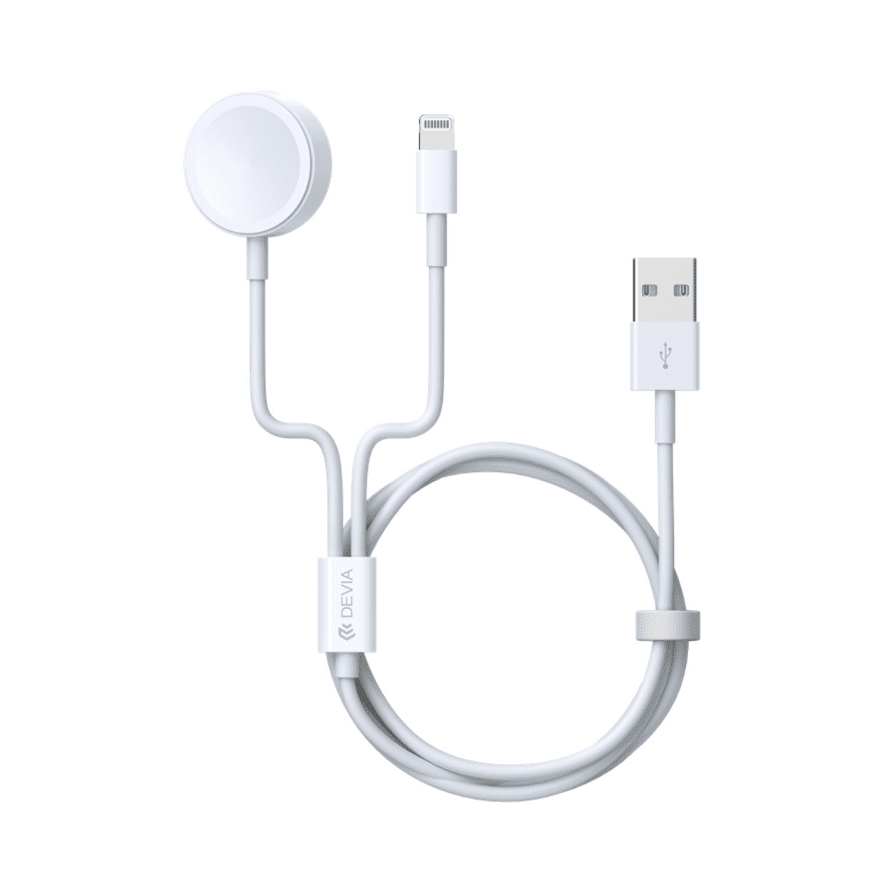 Devia 1M USB To Magnetic & Non-MFI Lightning Cable for iWatch – White - Image 2
